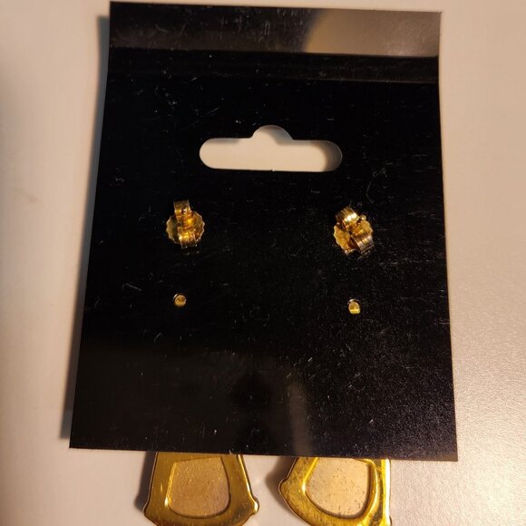 Gold Sparkle Drop Earrings - Picture 3 of 3